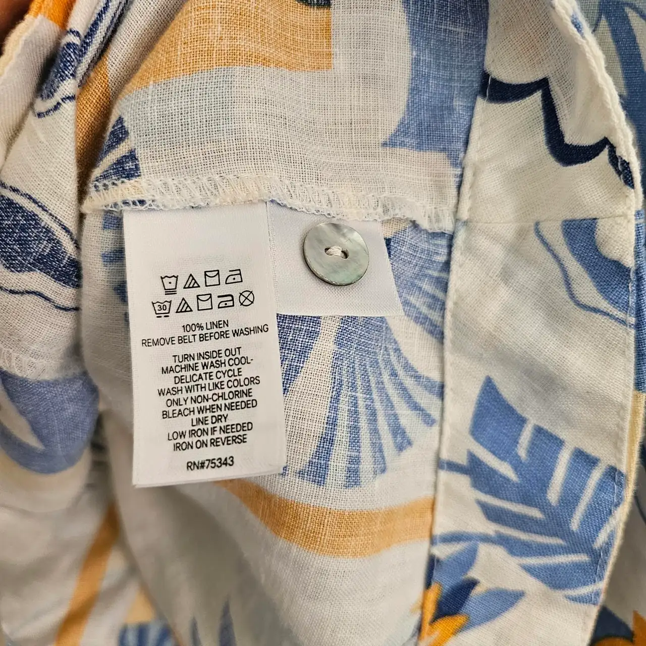 Nicole Miller NY Linen Belted Tropical Print Mini Shirt Dress XS Coastal Resort – photo 6