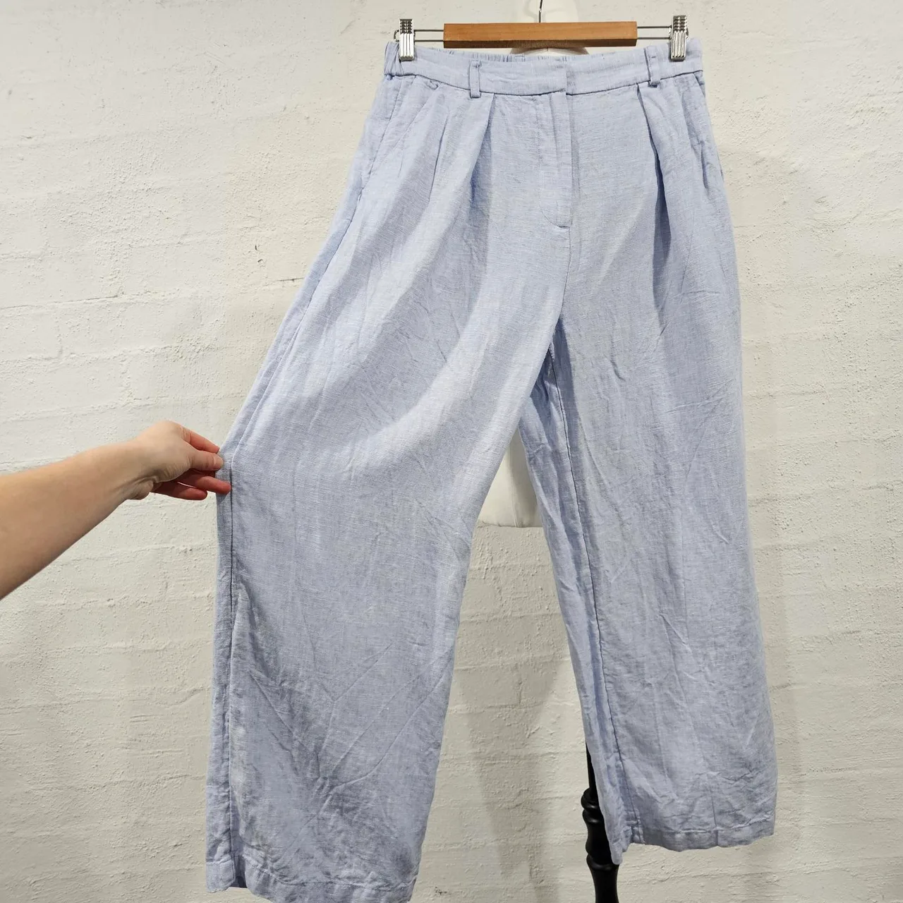 Country Road Organically Grown Linen Wide Leg Pleated Pants Blue Sz 10 – photo 2
