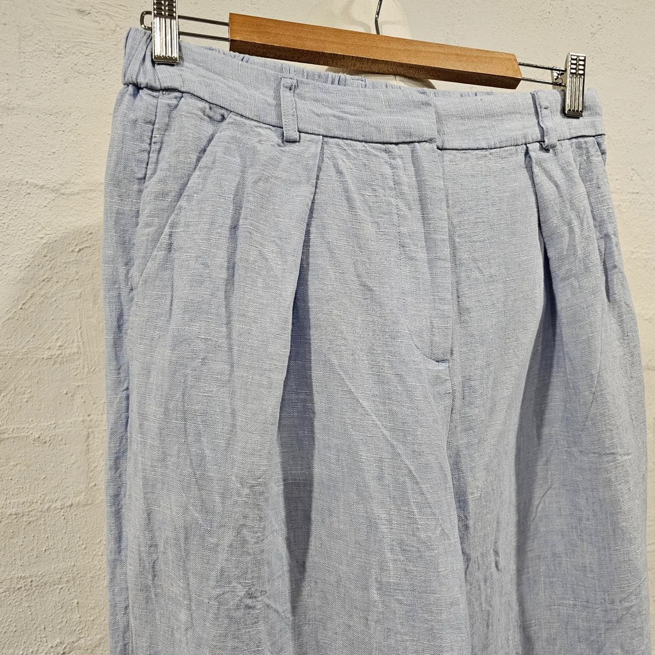 Country Road Organically Grown Linen Wide Leg Pleated Pants Blue Sz 10 – photo 3