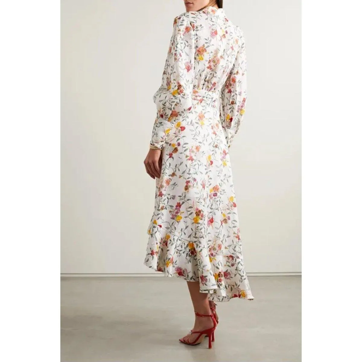 Zimmermann linen wrap midi dress size 0P floral holiday resort vacation – photo 2