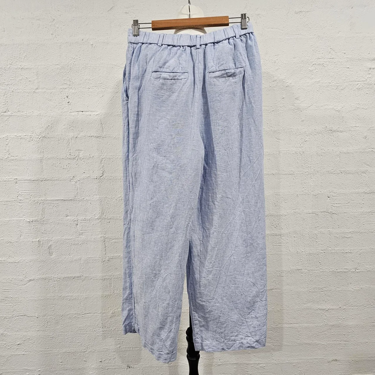 Country Road Organically Grown Linen Wide Leg Pleated Pants Blue Sz 10 – photo 5