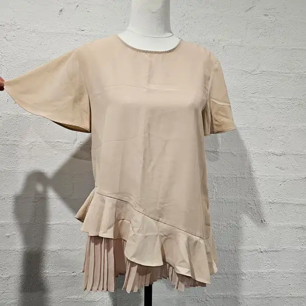 Zara flutter sleeve blouse size S pleated smart corporate