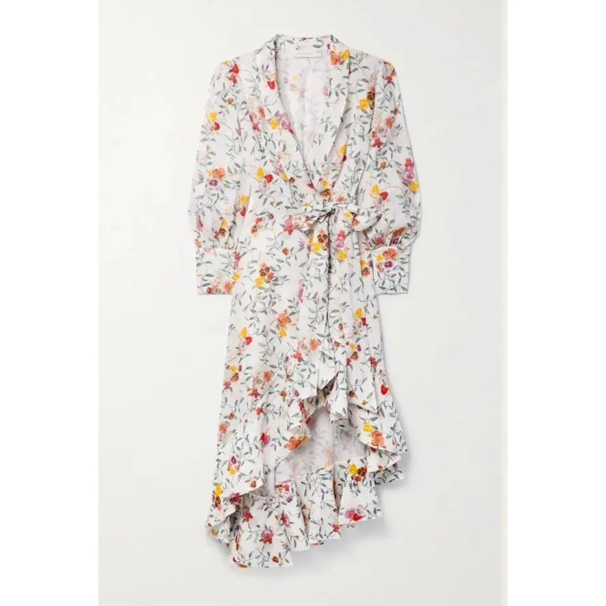 Zimmermann linen wrap midi dress size 0P floral holiday resort vacation – photo 3