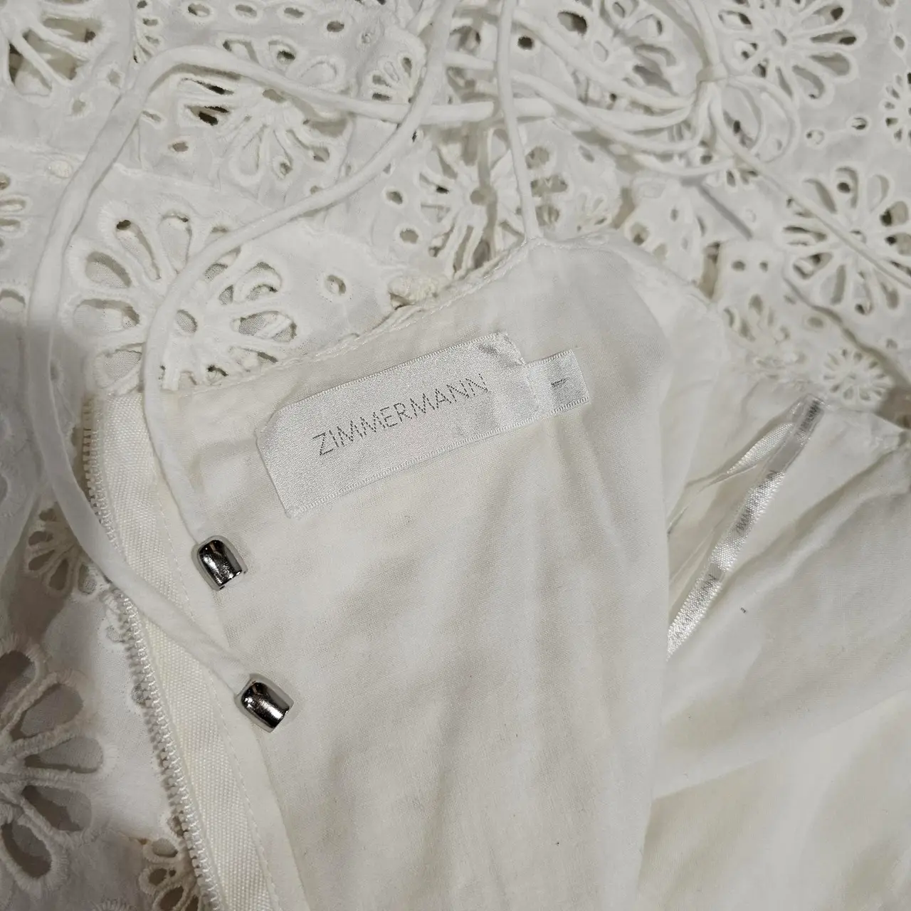 Zimmermann eyelet ruffle tiered midi dress size 1 bridal shower kitchen tea – photo 6