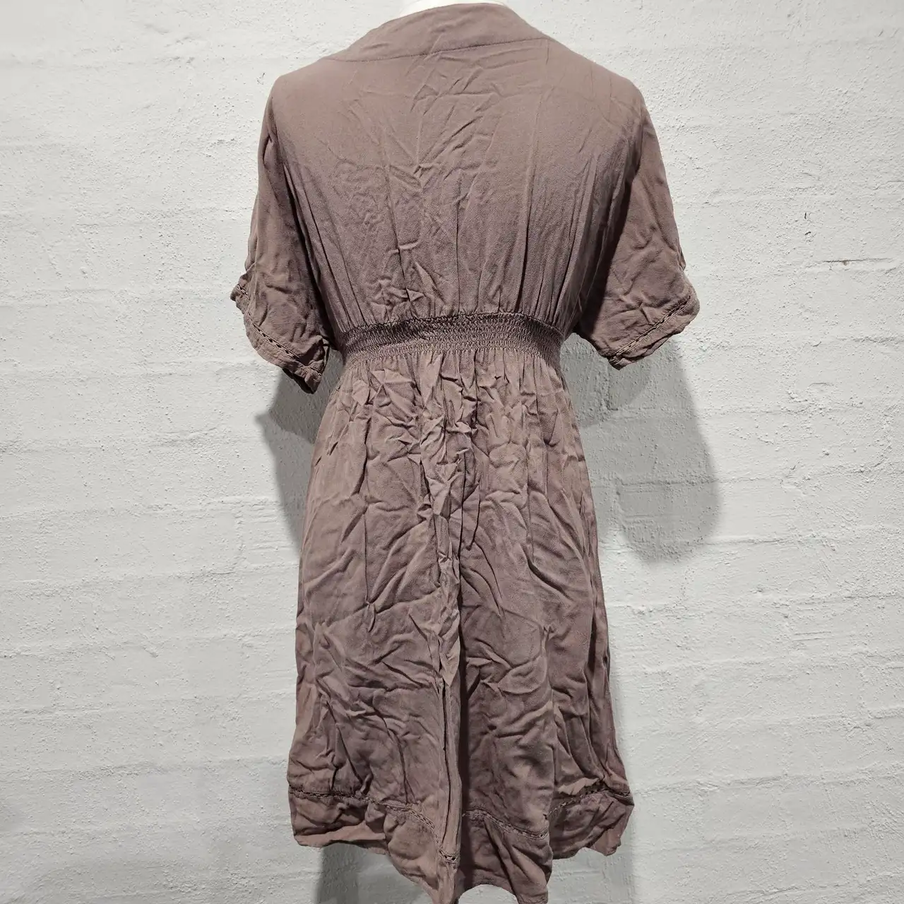 Just Jeans Brown Boho Embroidered V-Neck Mini Dress - Size 6 y2k fairy cottage – photo 4