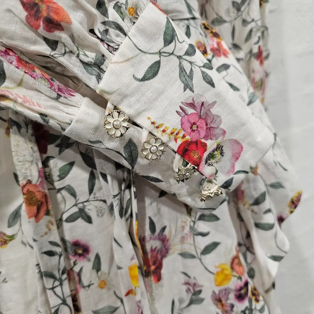 Zimmermann linen wrap midi dress size 0P floral holiday resort vacation – photo 6
