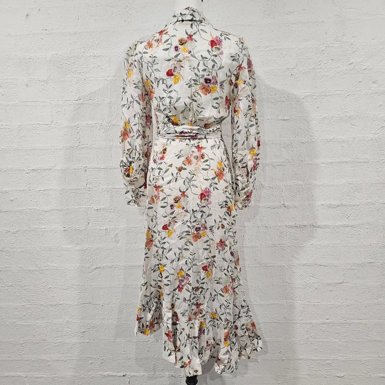 Zimmermann linen wrap midi dress size 0P floral holiday resort vacation – photo 7
