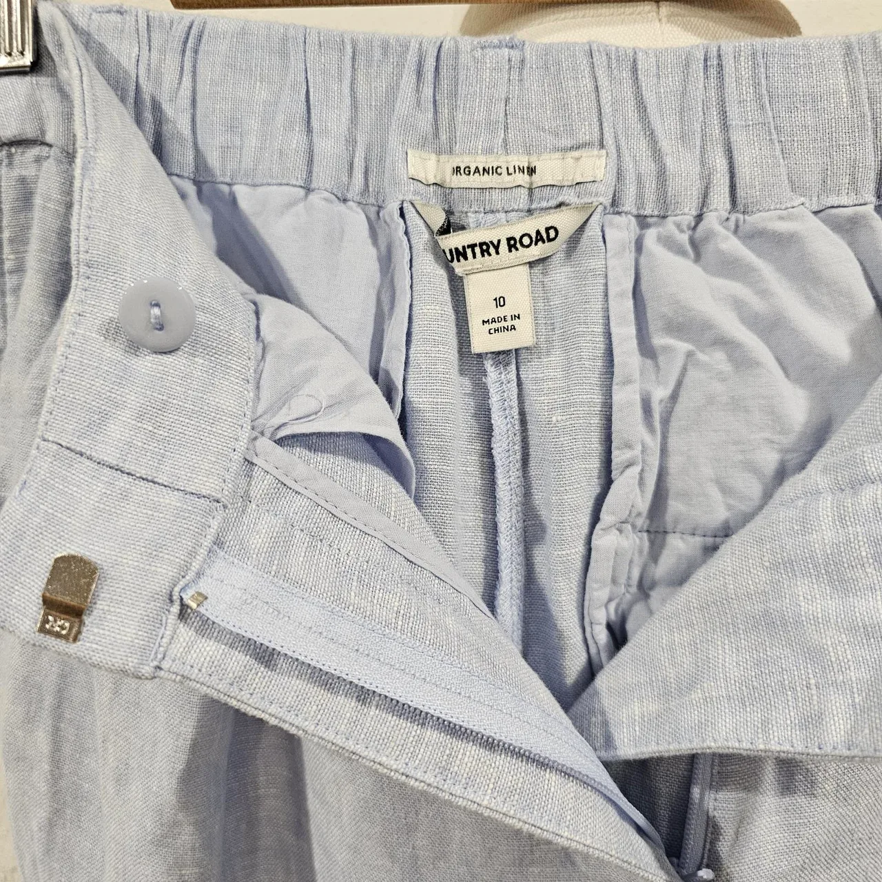 Country Road Organically Grown Linen Wide Leg Pleated Pants Blue Sz 10 – photo 4