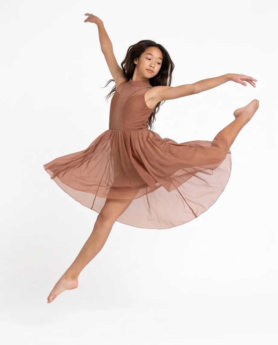 NEW Girls Mocha Lyrical/Contemporary Dance Costume, Size 10, 2 available – photo 5