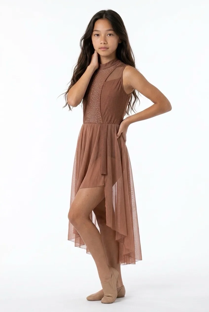 NEW Girls Mocha Lyrical/Contemporary Dance Costume, Size 10, 2 available – photo 3