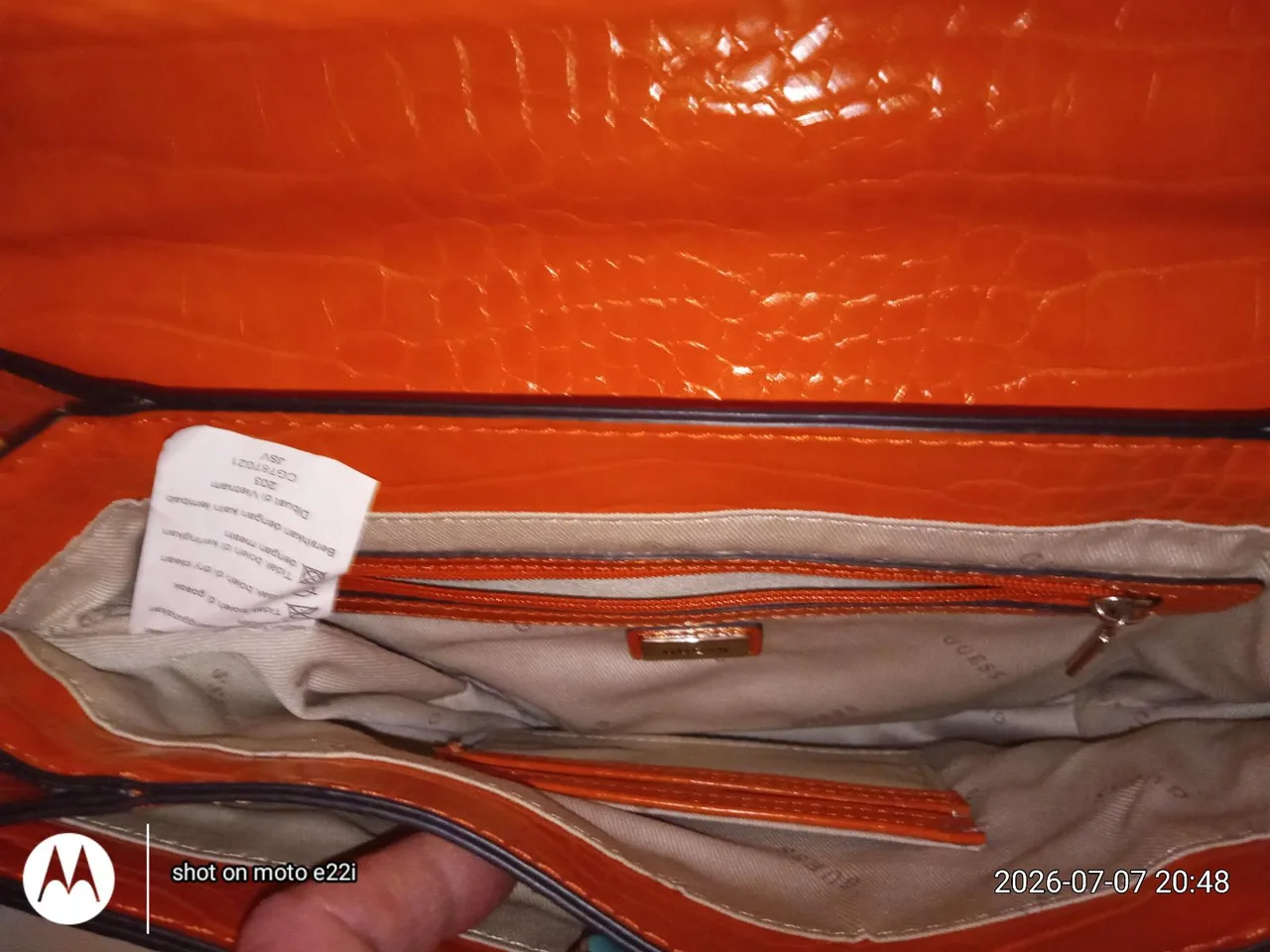 Guess  orange  croc  Handbag — photo 4