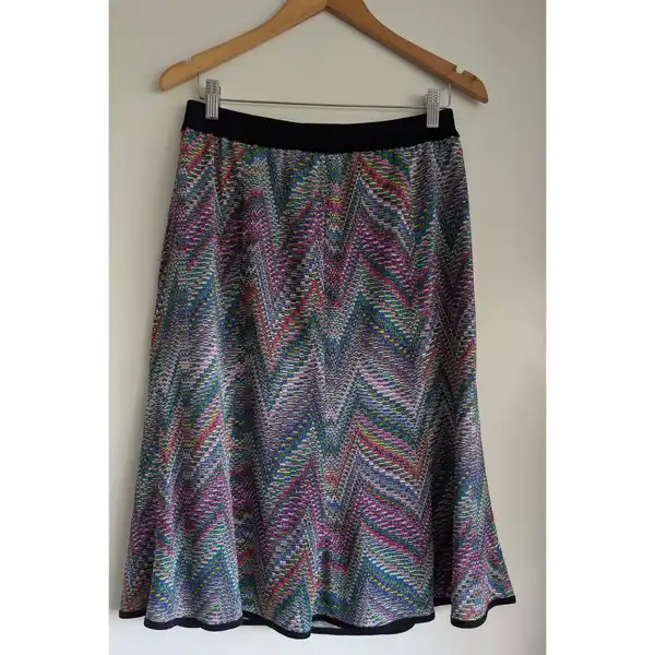 Vintage metallic shimmer zigzag midi skirt