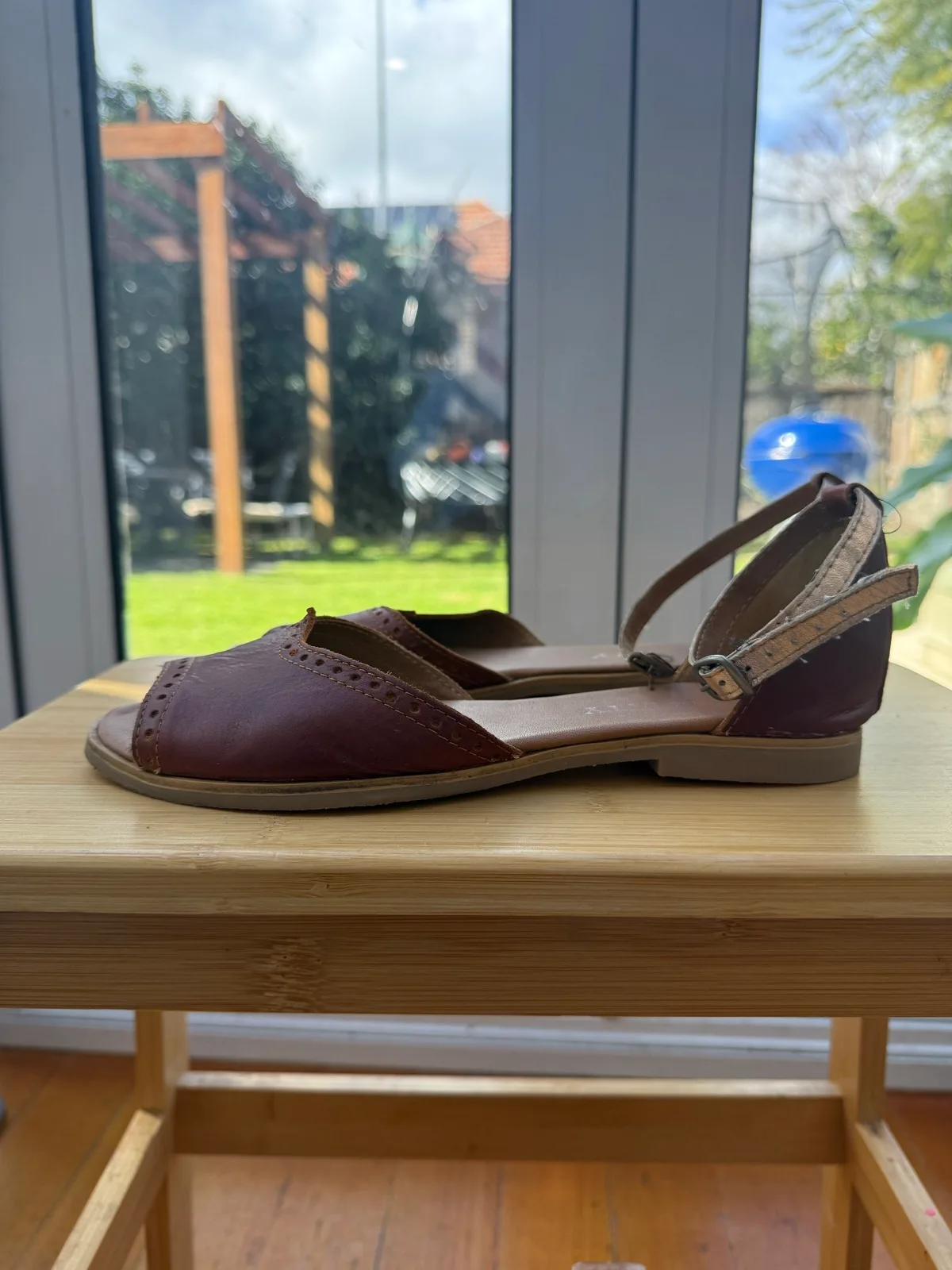 Blu Betty Leather Peep-Toe Sandals (South Africa) — photo 3