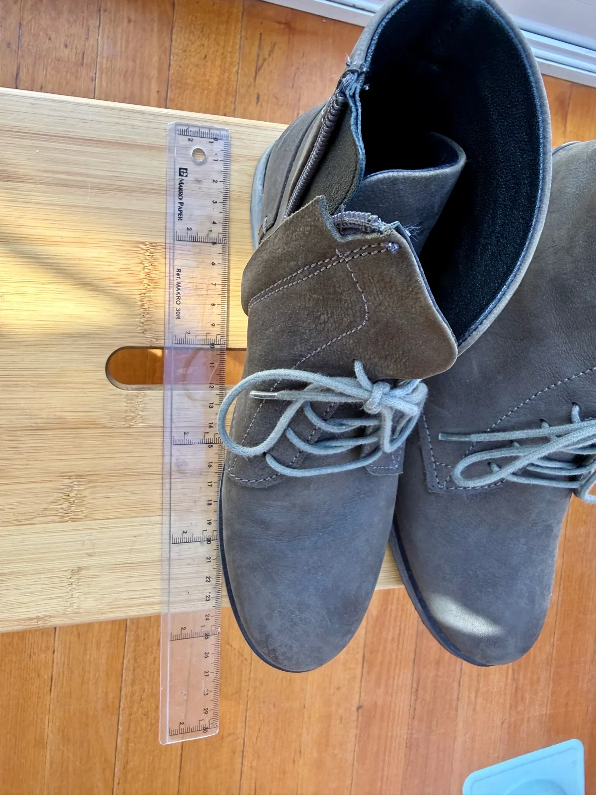 Grey Leather Lace-up Ankle Boots- Rare Earth — photo 7