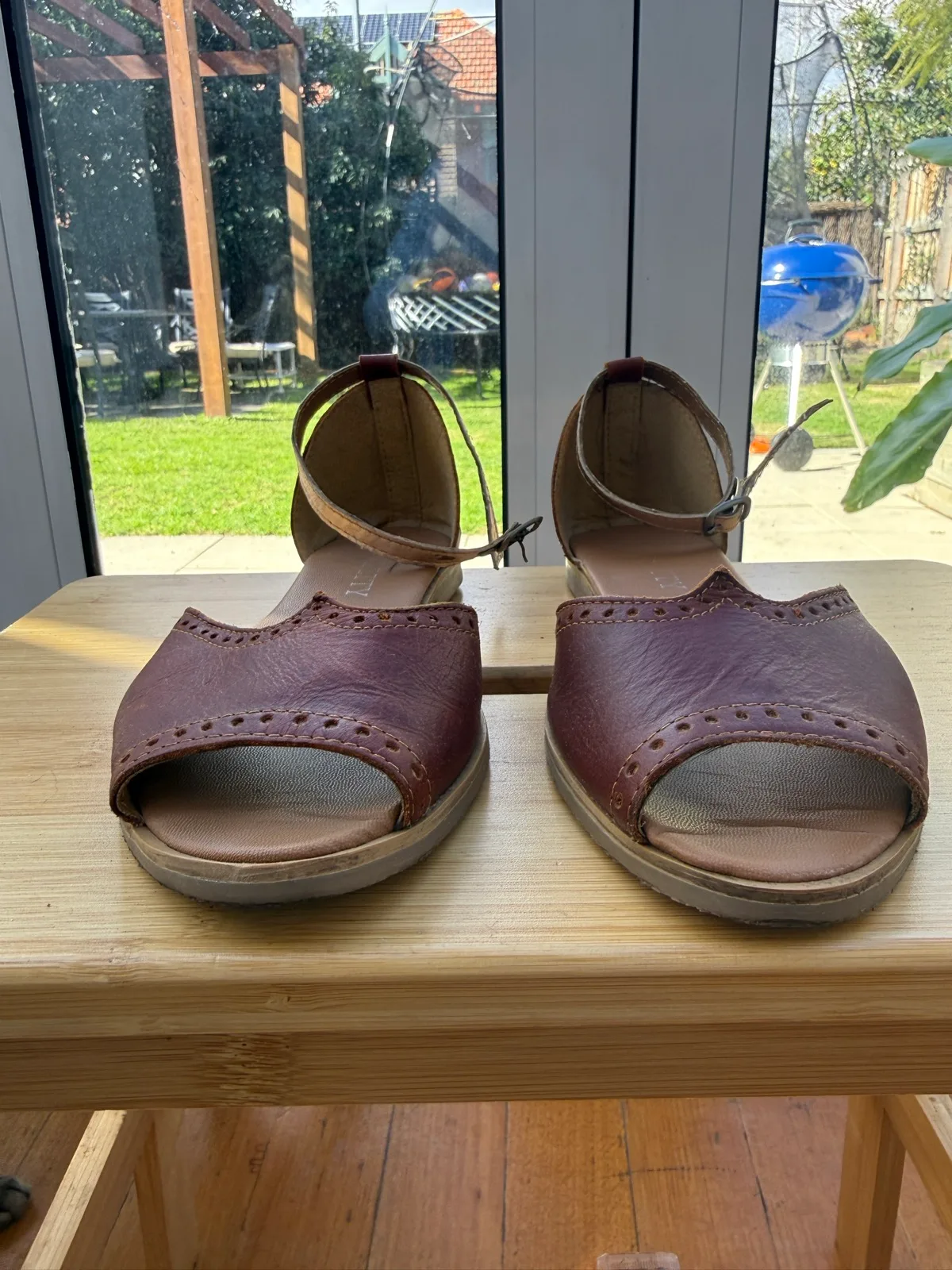 Blu Betty Leather Peep-Toe Sandals (South Africa) — photo 4