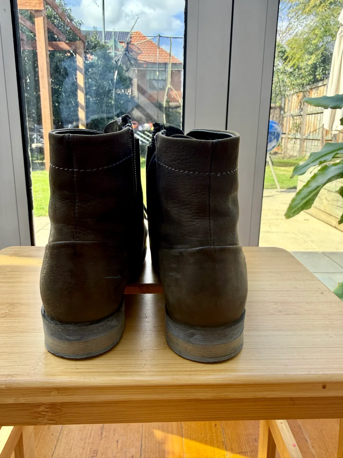 Grey Leather Lace-up Ankle Boots- Rare Earth — photo 4