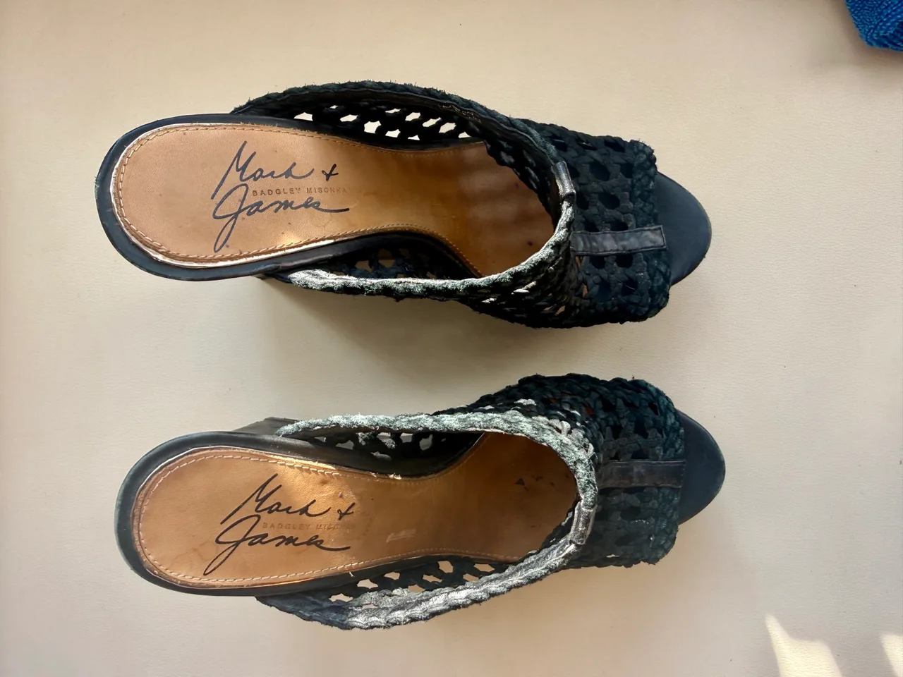 Black platform wedge leather woven mules- EU37.5 — photo 4