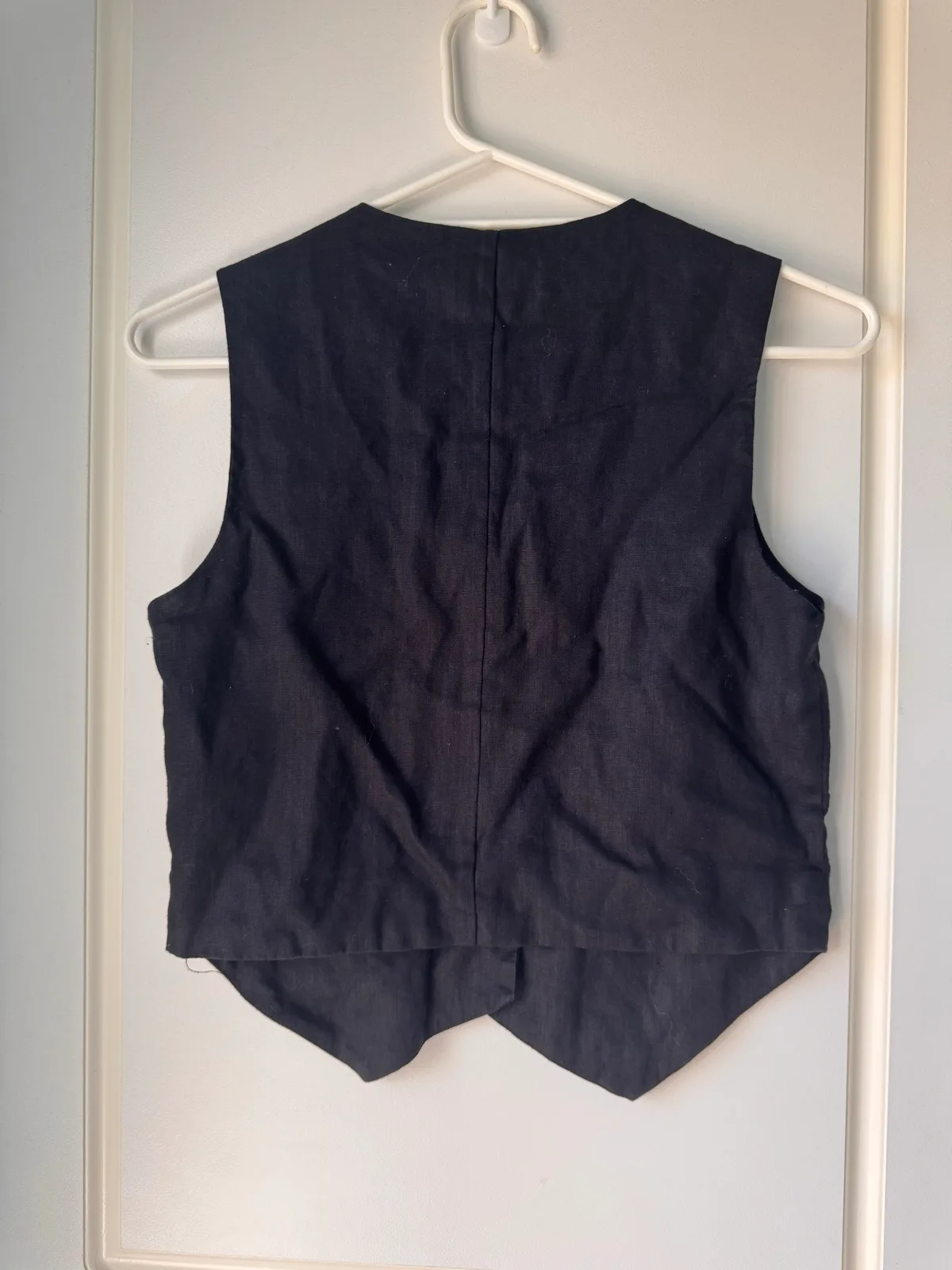 DISSH Womens Black 100% Linen Tailored Vest Size 6 Button Front Waistcoat – photo 4