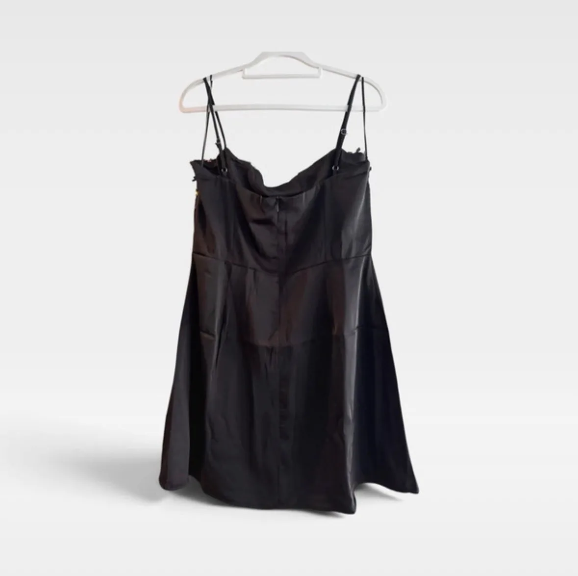 Luvalot Black Satin Sequin Floral Mini Dress Size 12 NWT – photo 3
