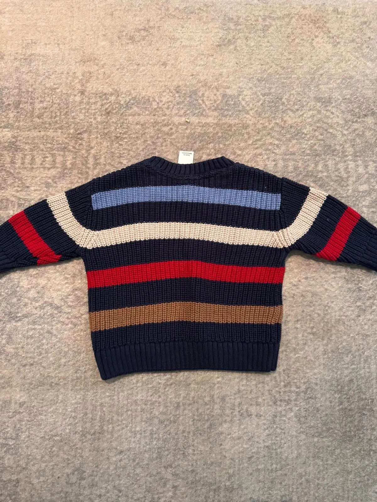 K-D boys navy chunky knit striped jumper size 1 – photo 3