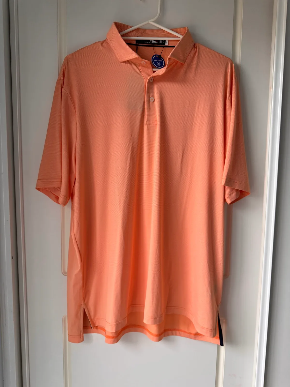 RLX Ralph Lauren Mens XL Orange Striped Golf Polo Shirt Classic Fit BNWT – photo 3