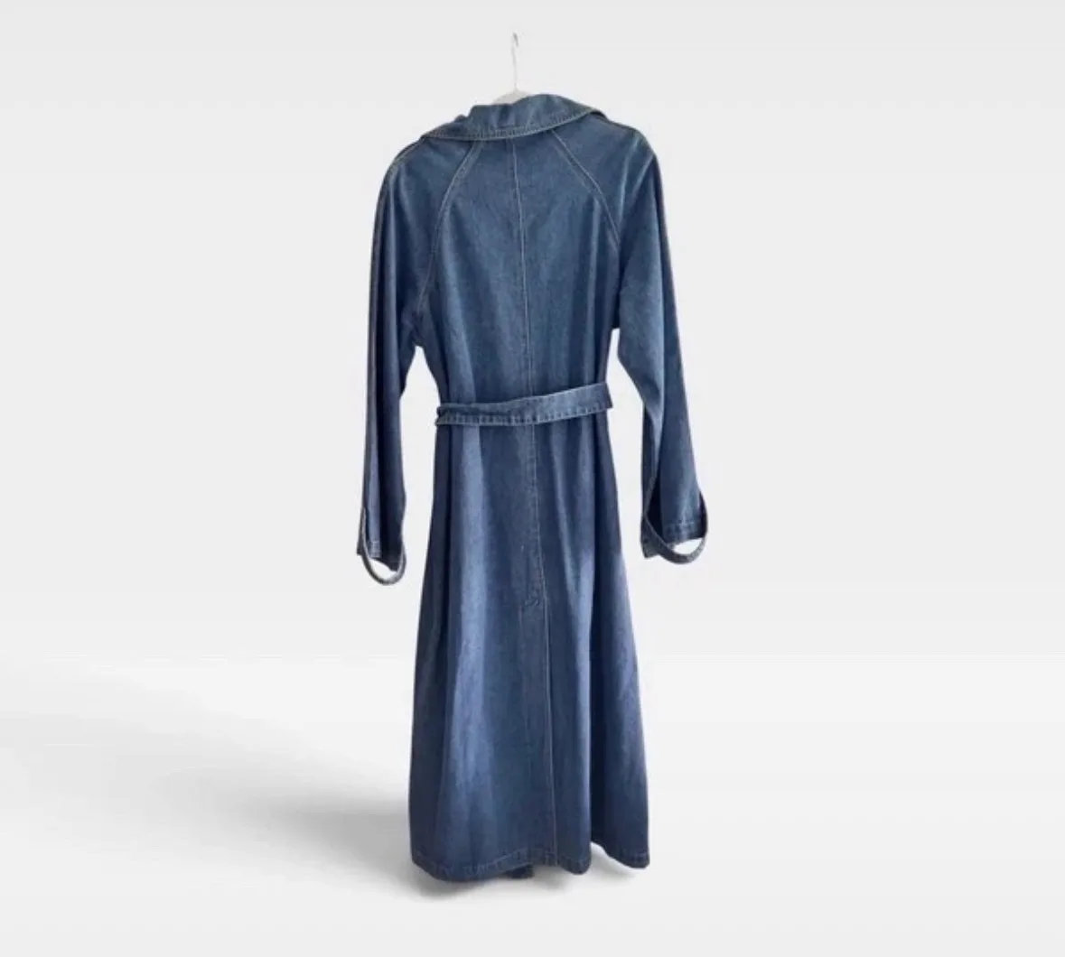 Smaibulun Denim Trench Coat Size M – NWT – Longline Belted Blue Denim – photo 3