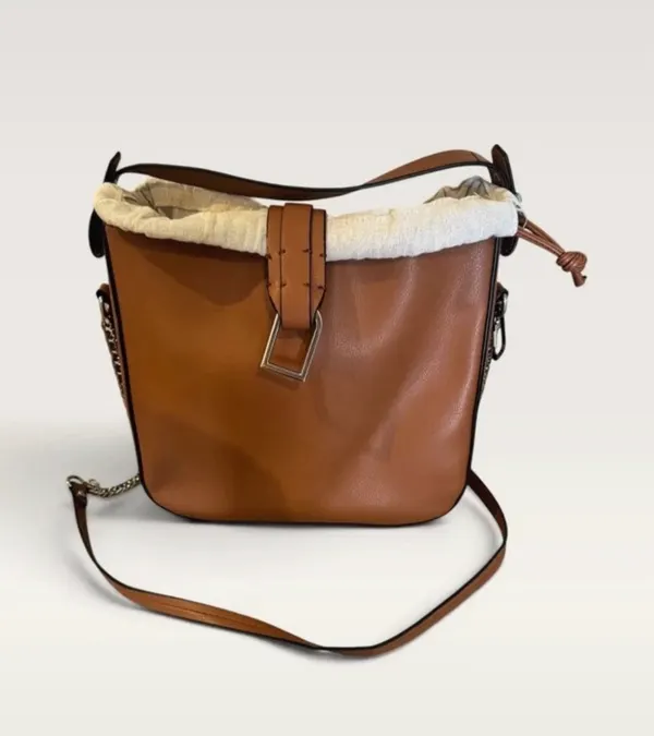 ZARA Tan Cognac Bucket Shoulder Crossbody Bag