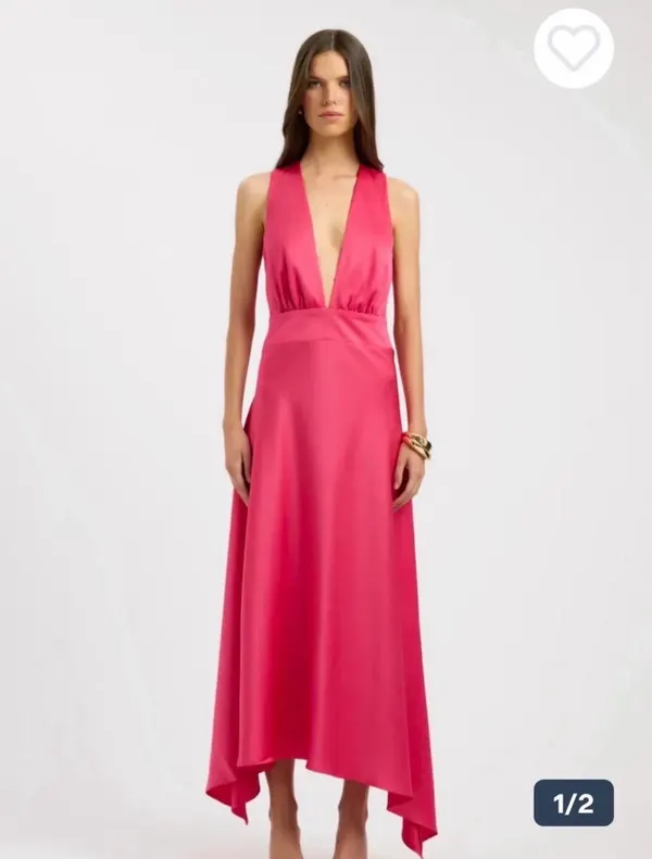 Kookai Palermo plunge maxi dress hot pink size 34 bnwt