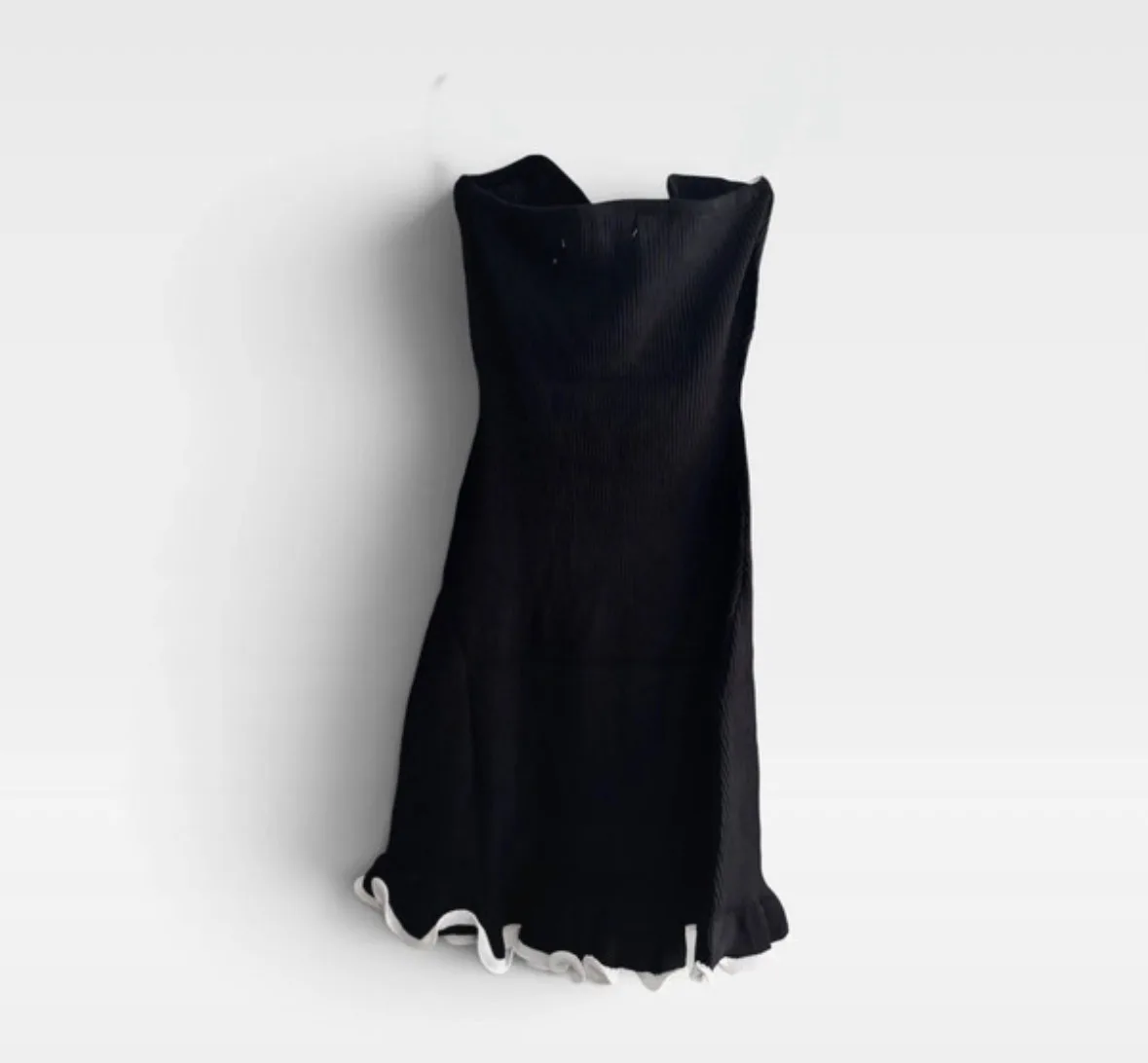 Luvalot Black Ribbed Knit Strapless Midi Dress Size M NWT – photo 3
