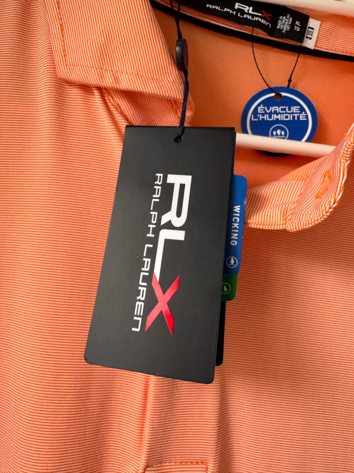 RLX Ralph Lauren Mens XL Orange Striped Golf Polo Shirt Classic Fit BNWT – photo 7