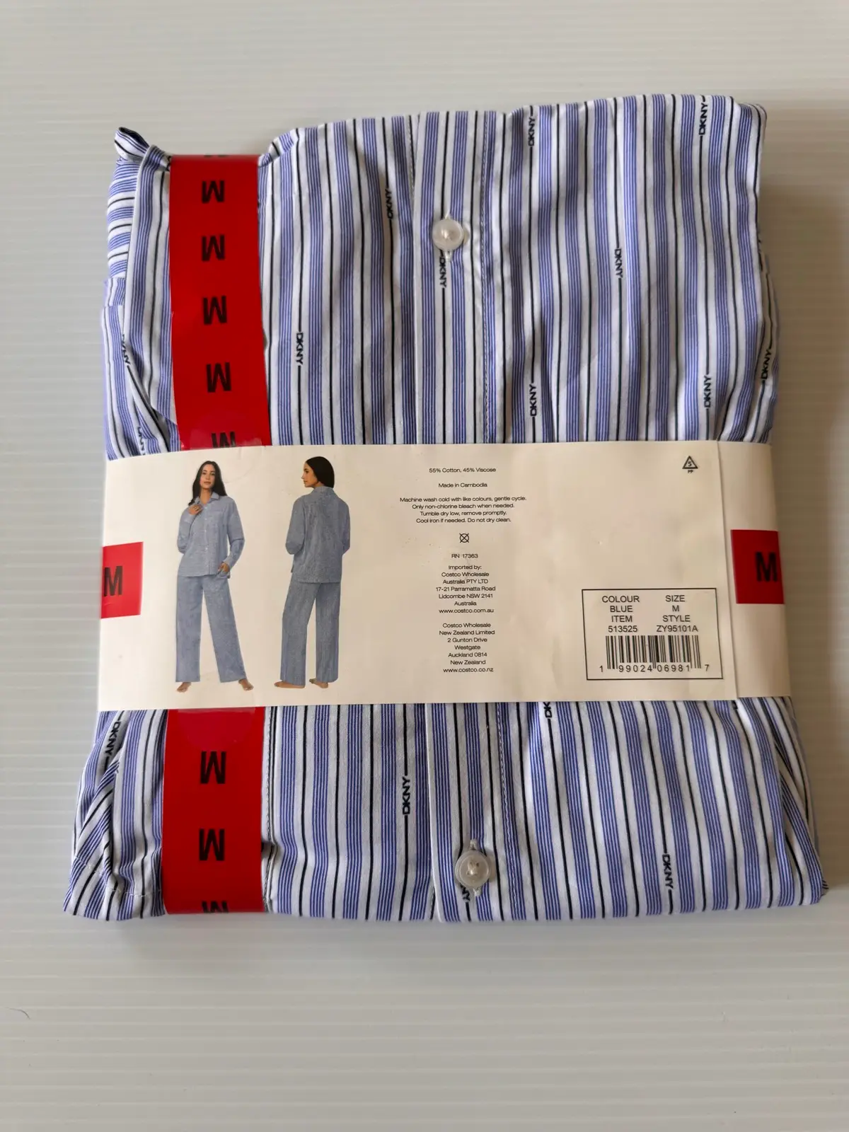 DKNY Women’s Blue Striped Cotton Blend Long Pyjama Set Size M BNWT – photo 3