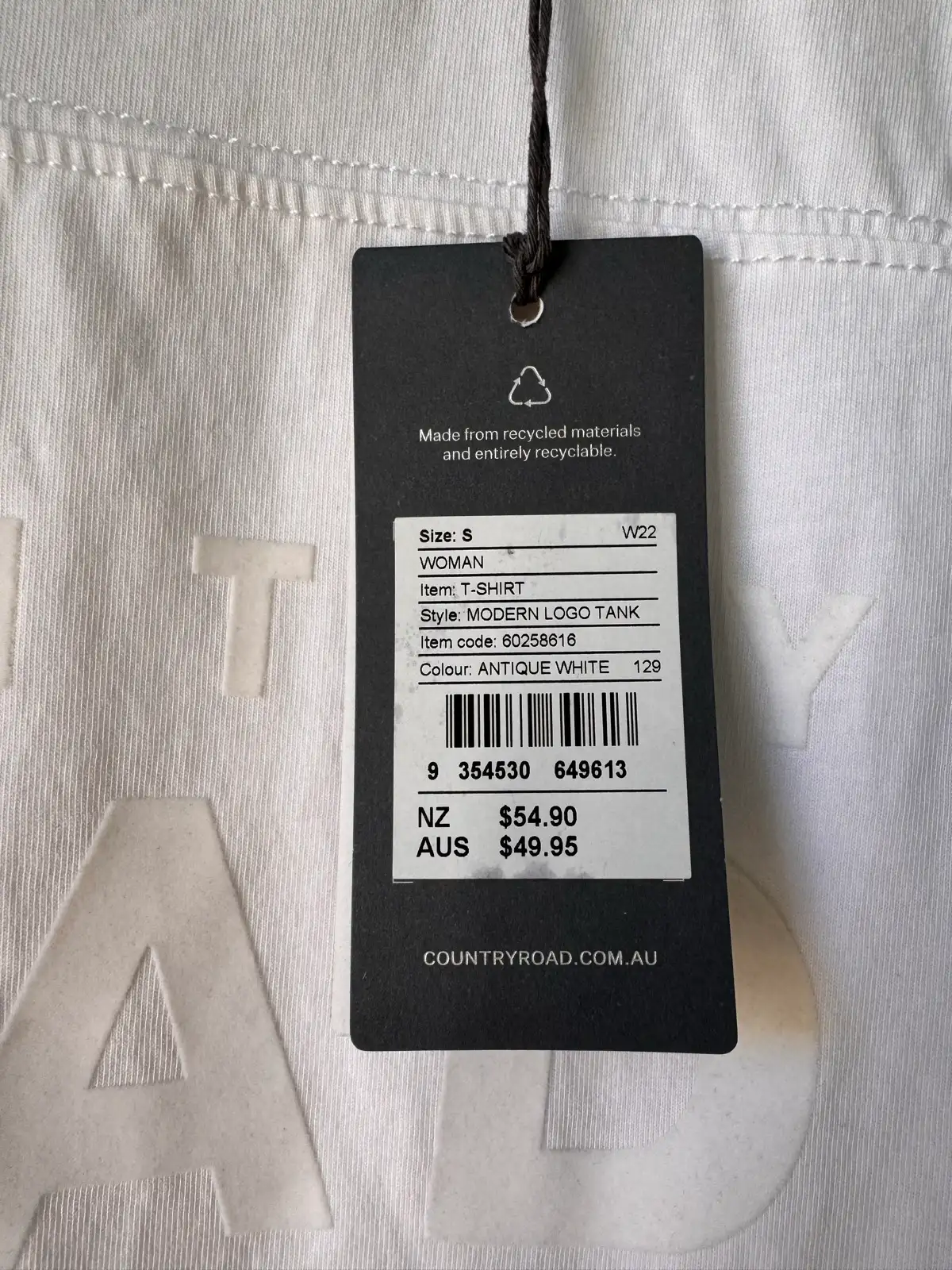 Country Road modern logo tank antique white size S BNWT – photo 3