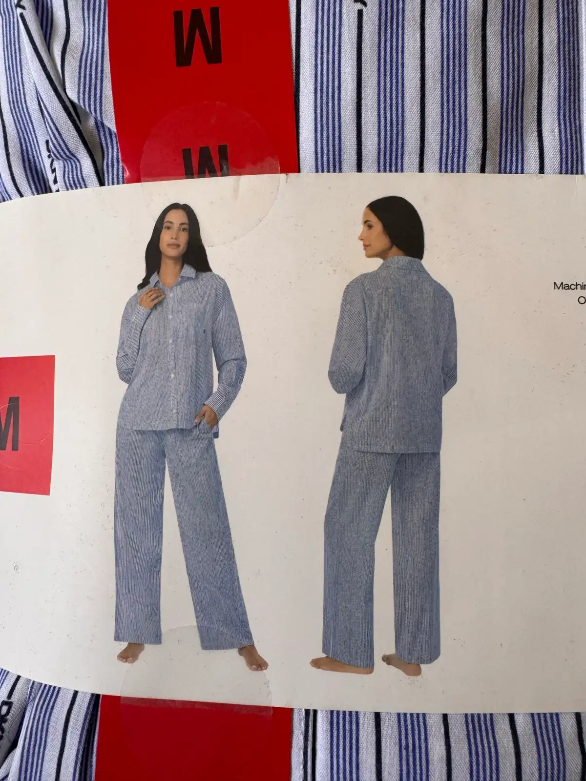 DKNY Women’s Blue Striped Cotton Blend Long Pyjama Set Size M BNWT – photo 5