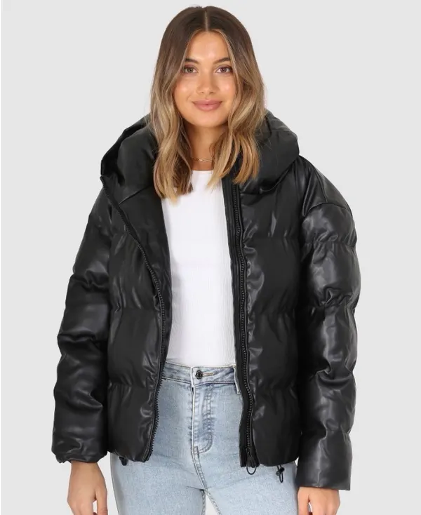 By Dyln Austin Faux Leather Bomber Jacket – XS