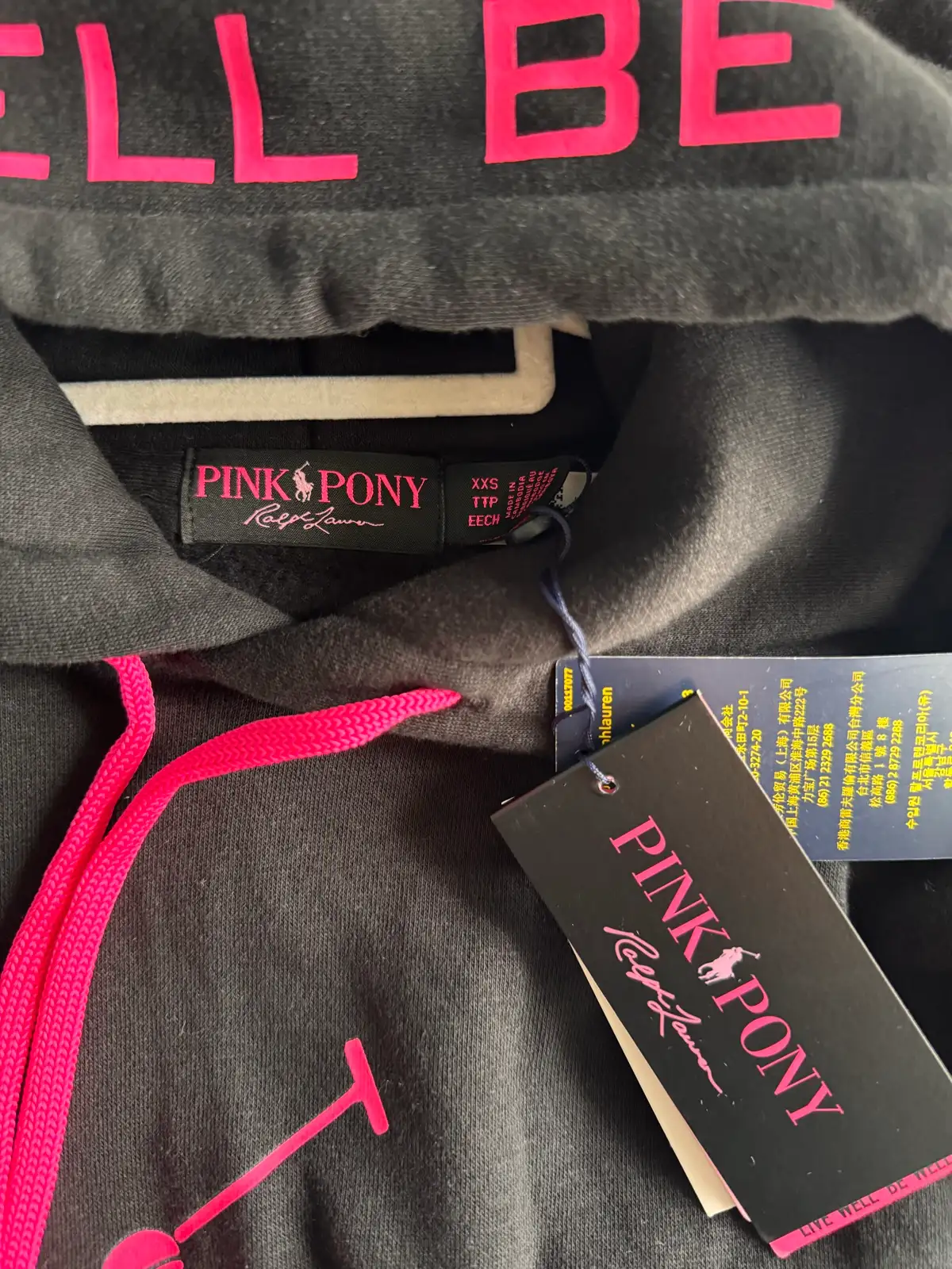Polo Ralph Lauren Pink Pony Fleece Hoodie Black Pink XXS BNWT RRP $259 – photo 6