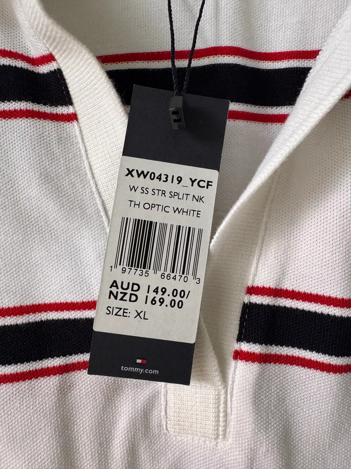 Tommy Hilfiger women’s striped polo shirt white navy red XL BNWT – photo 3