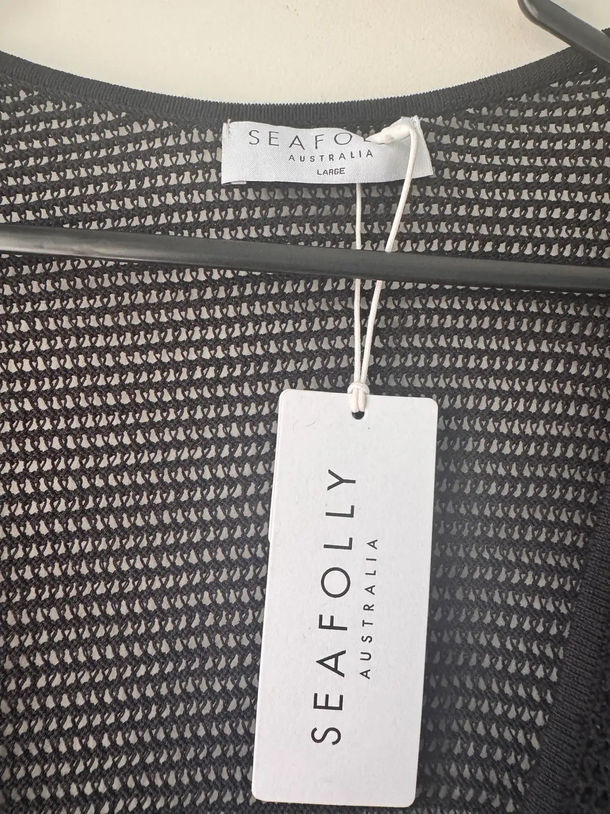Seafolly Beach Edit Mesh Knit Cover Up Black Size L BNWT – photo 4
