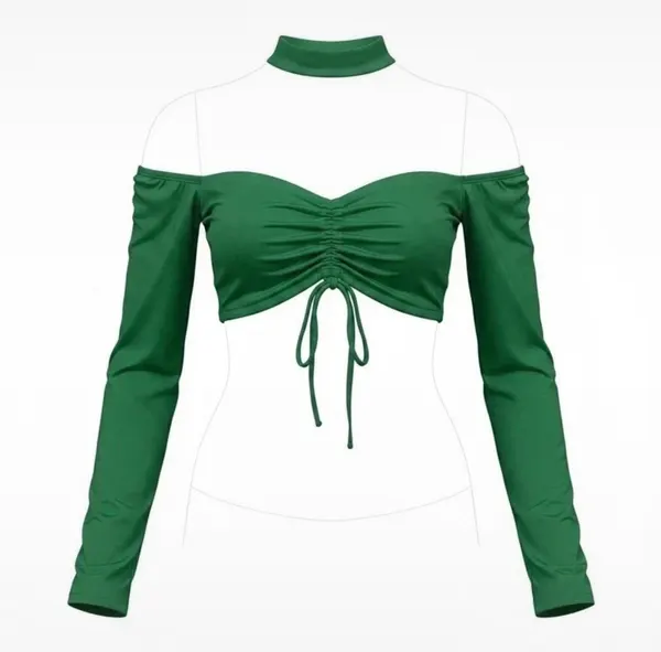 Alive Girl Green Halter Cold Shoulder Ruched Crop Top Size 10 NWT