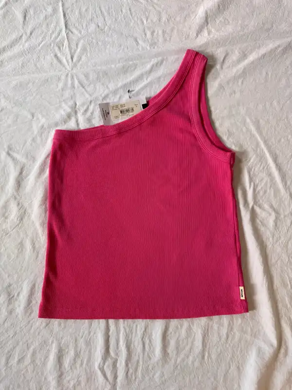 Rip Curl Asymmetric Ribbed One Shoulder Tank Top Hot Pink Size S BNWT