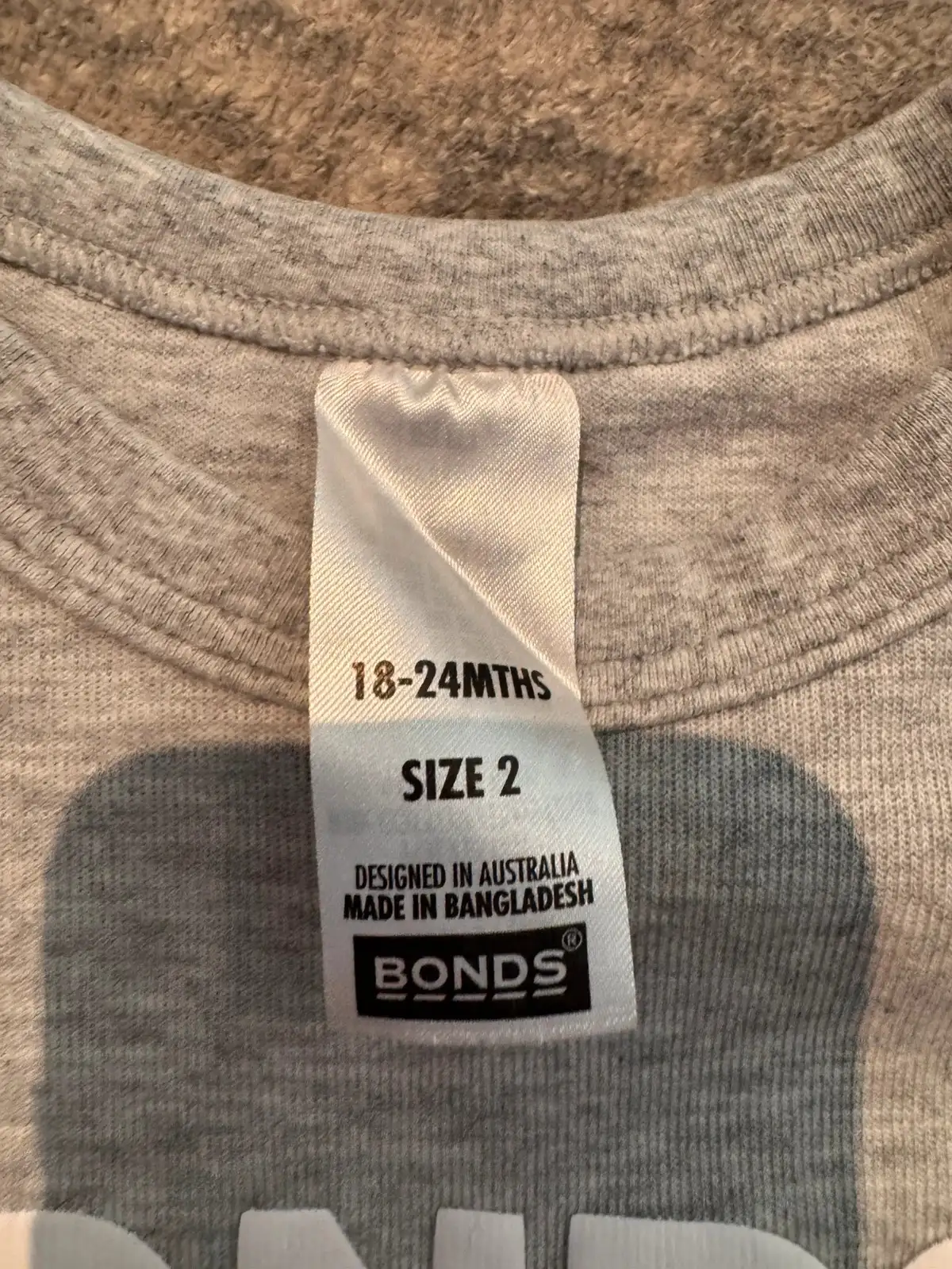 Bonds baby boys grey logo sweatshirt jumper size 2 18-24 months – photo 2