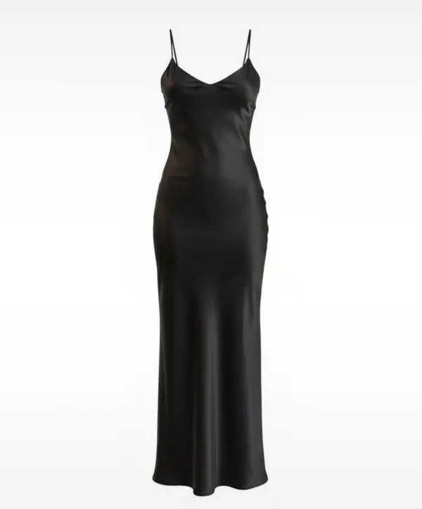 Blossom Black Satin Strappy Maxi Dress Size 8 NWT