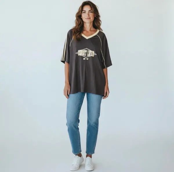 Paper Heart Sunset Lover Tee in Vintage Grey - Size 12 BNWT