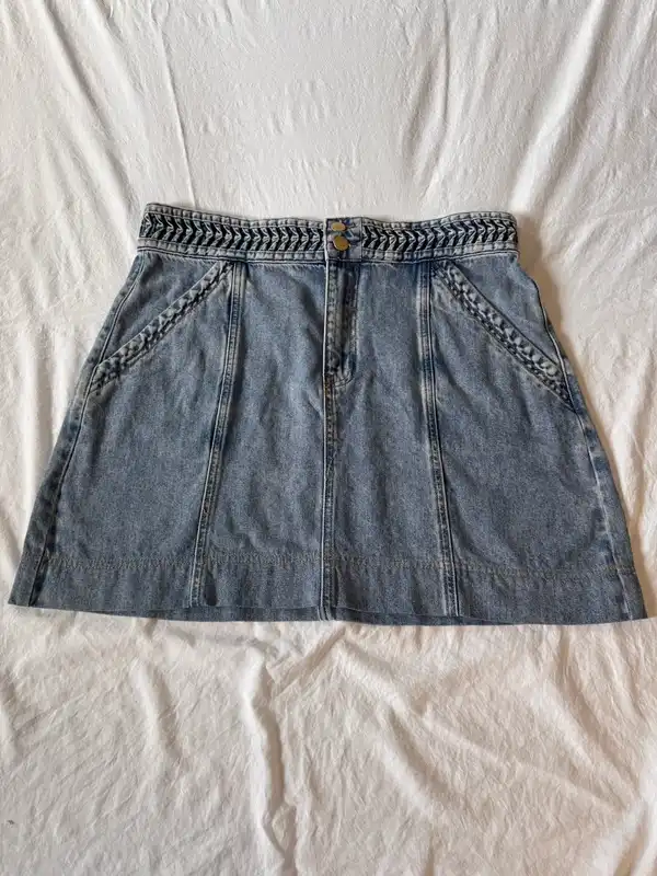 Piper Blue Denim Mini Skirt Size 16 High Waisted A-Line BNWOT