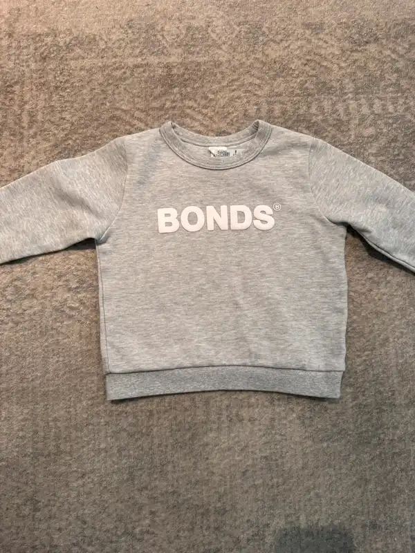 Bonds baby boys grey logo sweatshirt jumper size 2 18-24 months