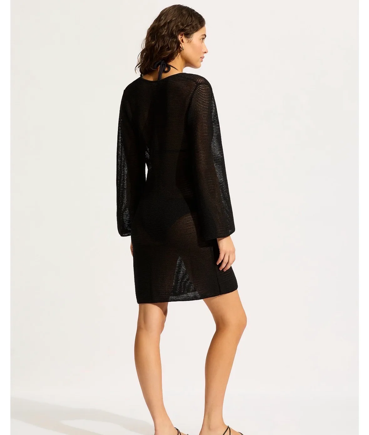 Seafolly Beach Edit Mesh Knit Cover Up Black Size L BNWT – photo 2