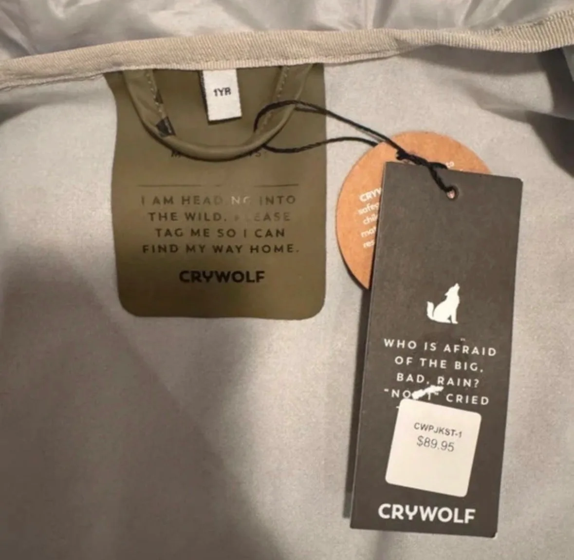 Crywolf Kids Rain Jacket Khaki Spot – Size 1YR – BNWT – photo 5