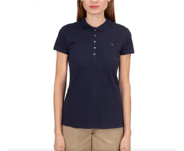 Tommy Hilfiger Womens XXL Navy Heritage Slim Fit Polo Shirt BNWT Fits 12-14