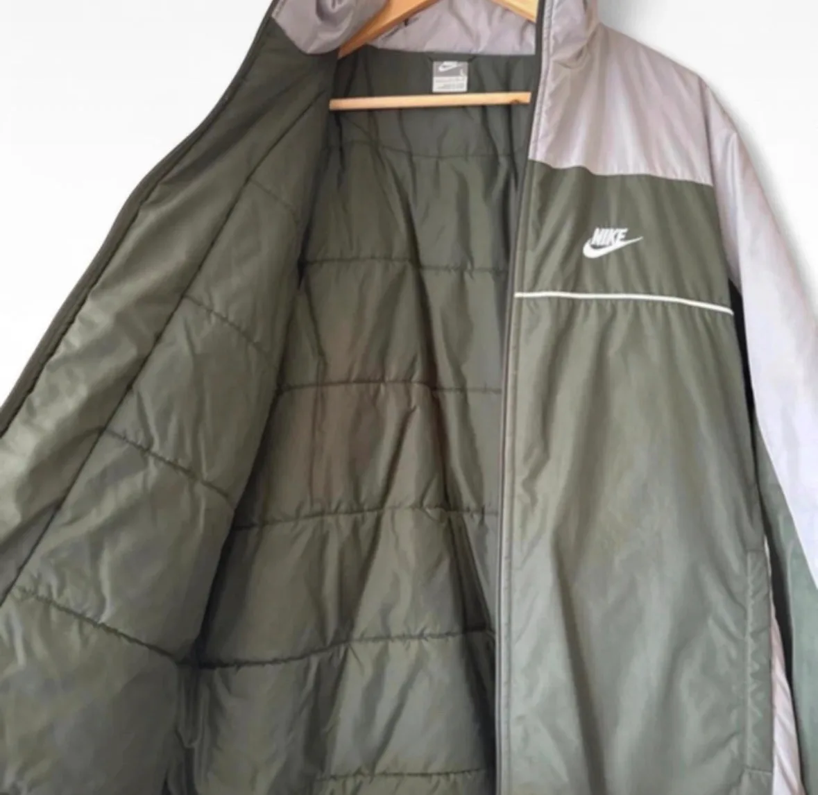 Vintage Y2K Nike Padded Colour Block Jacket – Khaki/Grey – L – photo 3