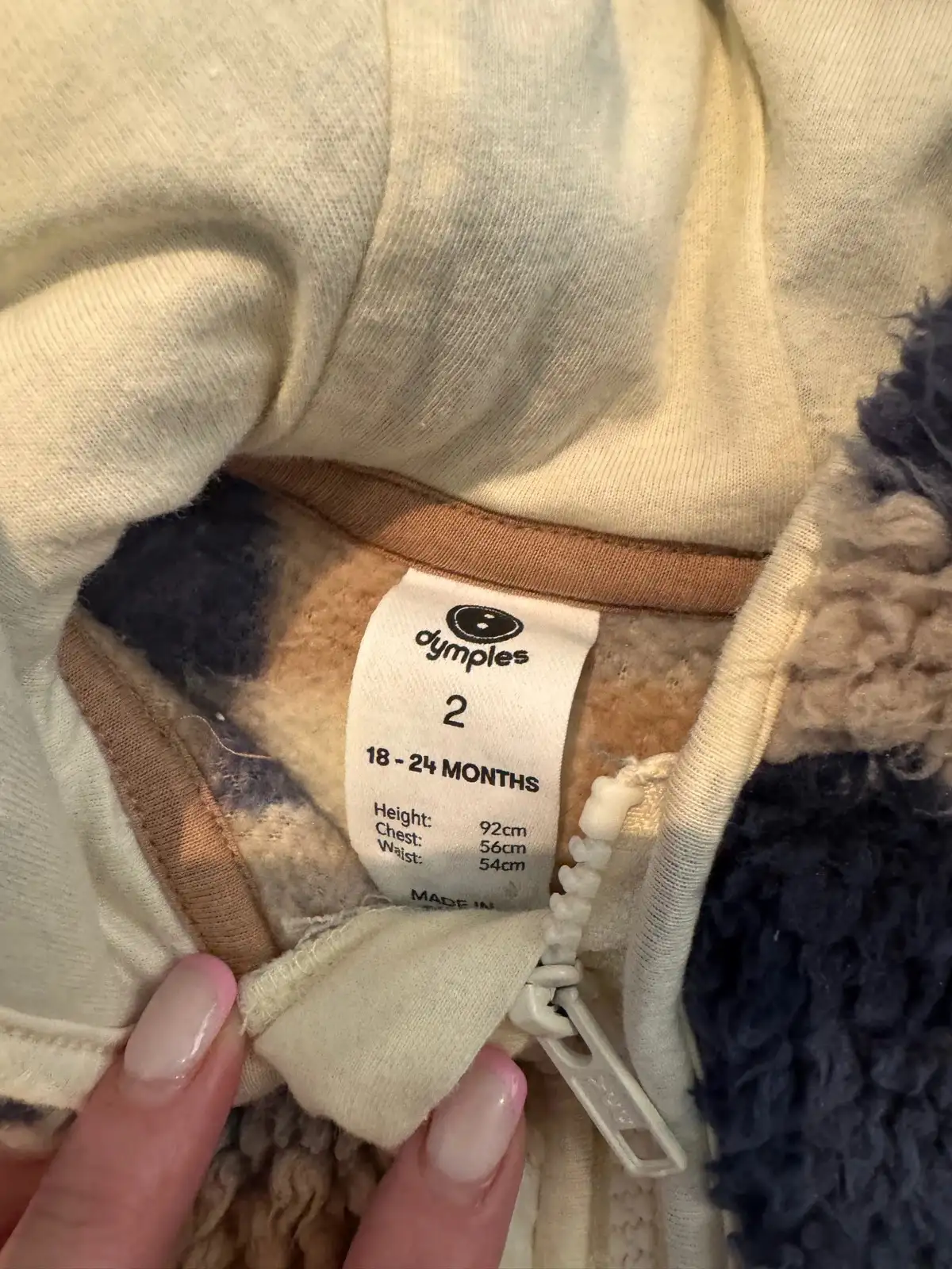 Dymples baby boys checked teddy fleece hooded jacket size 2 – photo 2