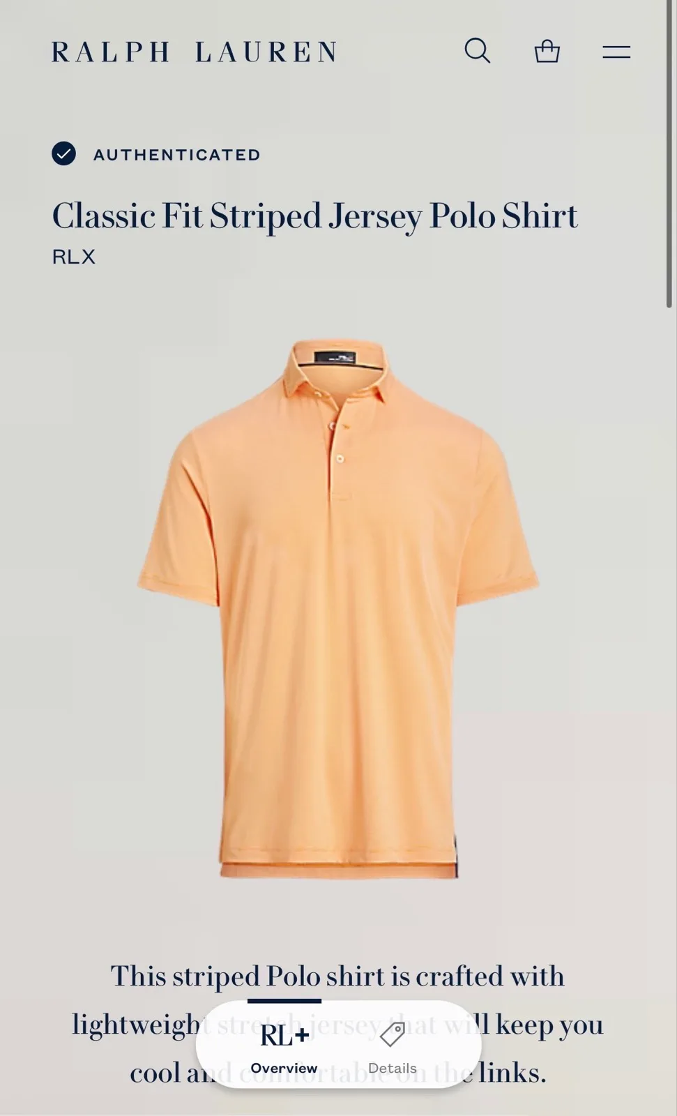 RLX Ralph Lauren Mens XL Orange Striped Golf Polo Shirt Classic Fit BNWT – photo 9
